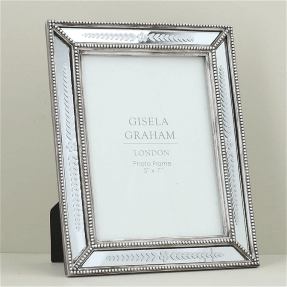 Gisela Graham Floral Leaf Mirrored Photo Frame